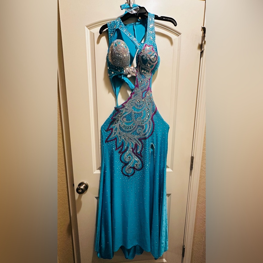 Blue and Purple Crystal Belly Dance Dress S/M